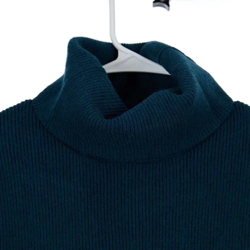 Free People Softly Structured Tunic Sweater Solid Deep Jade Blue No Size Tag - Picture 3 of 7